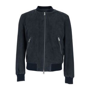 Arma Men Blue Jacket With Raised Collar In Leather For Men